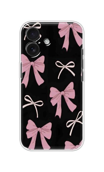 Pink Bow Pattern on Black Soft Silicone Case