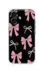 Pink Bow Pattern on Black Soft Silicone Case