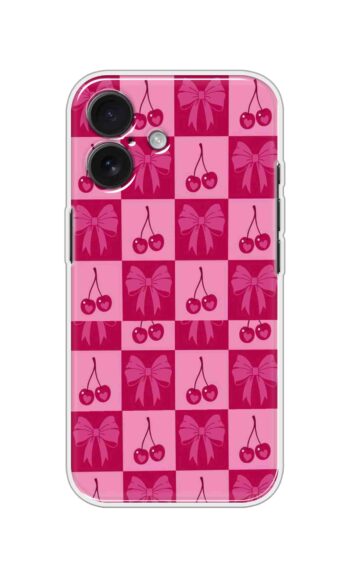 Pink Bow Cherry Checker Pattern Soft Silicone Case