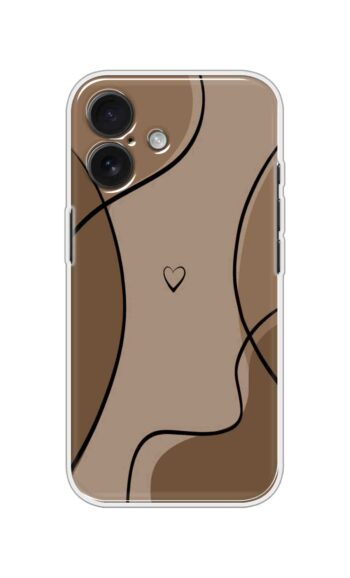 Minimal Brown Line Heart Abstract Soft Silicone Case