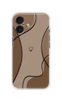 Minimal Brown Line Heart Abstract Soft Silicone Case