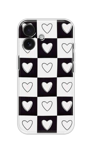 Black White Heart Checker Pattern Soft Silicone Case