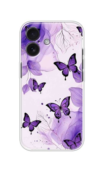 Purple Butterfly Floral Pattern Soft Silicone Case
