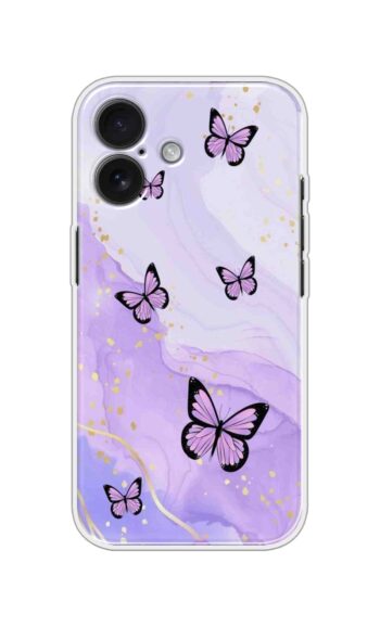 Lavender Butterfly Marble Soft Silicone Case