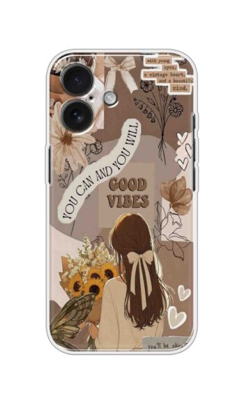 Vintage Brown Girl Floral Collage Soft Silicone Case