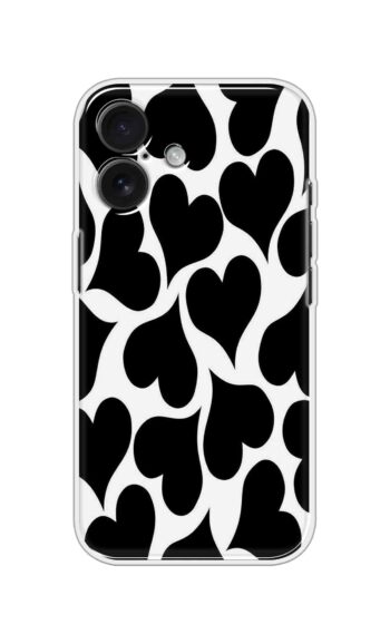 Black White Abstract Heart Pattern Soft Silicone Case