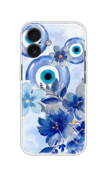 Blue Floral Evil Eye Watercolor Soft Silicone Case