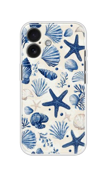 Blue Seashell Starfish Ocean Pattern Soft Silicone Case