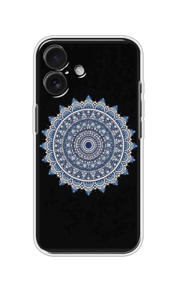 Blue Mandala Art on Black Soft Silicone Case