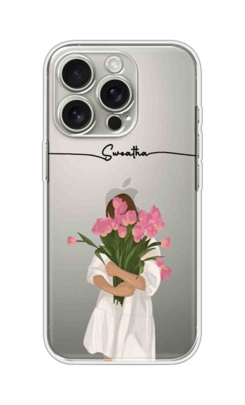 Minimal Tulip Bouquet Girl Aesthetic Custom Name Silicone Case
