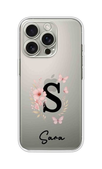 Floral Cat Silhouette Butterfly Aesthetic Custom Name Silicone Case