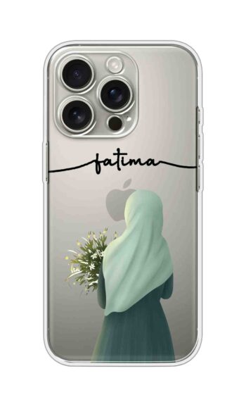 Hijab Girl Daisy Bouquet Minimal Custom Name Silicone Case