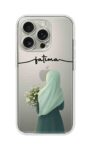 Hijab Girl Daisy Bouquet Minimal Custom Name Silicone Case