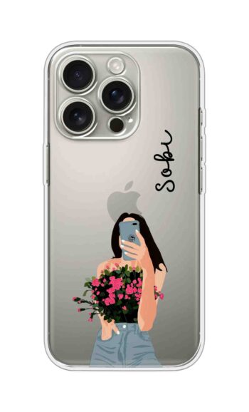 Floral Selfie Girl Aesthetic Custom Name Silicone Case