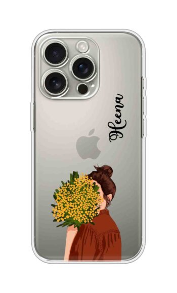 Yellow Mimosa Flower Girl Aesthetic Custom Name Silicone Case
