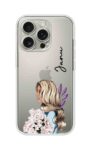 Blonde Girl Peony Bouquet Aesthetic Custom Name Silicone Case