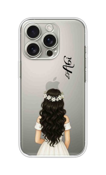 Elegant Long Hair Bridal Girl Aesthetic Custom Name Silicone Case