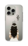 Elegant Long Hair Bridal Girl Aesthetic Custom Name Silicone Case