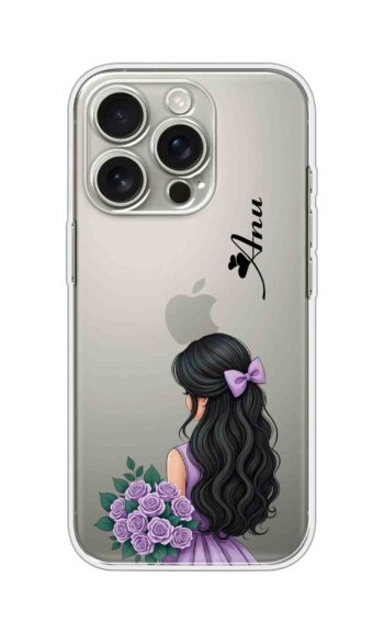 Purple Dress Girl Rose Bouquet Aesthetic Custom Name Silicone Case