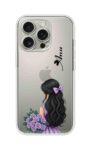 Purple Dress Girl Rose Bouquet Aesthetic Custom Name Silicone Case