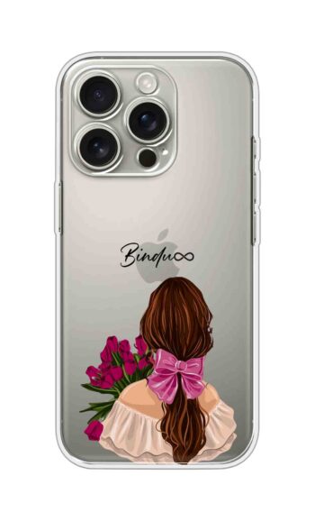 Pink Bow Tulip Girl Custom Name Silicone Case