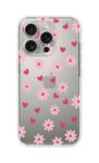 Pink Hearts & Flowers Cute Printed Clear Silicone Case