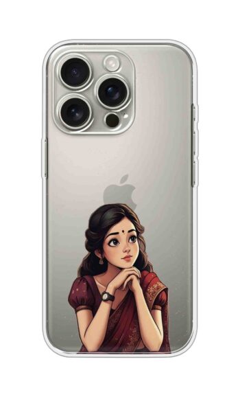 Red Texture Girl Portrait Printed Clear Silicone Case