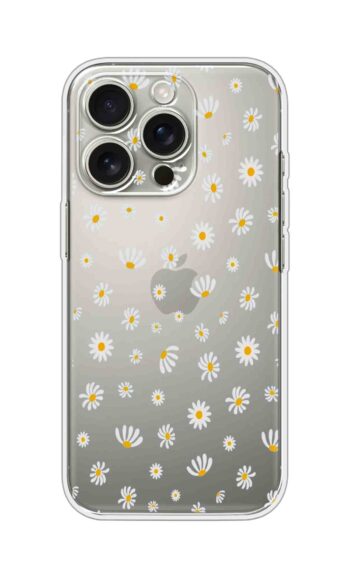 White Daisy Floral Pattern Printed Clear Silicone Case