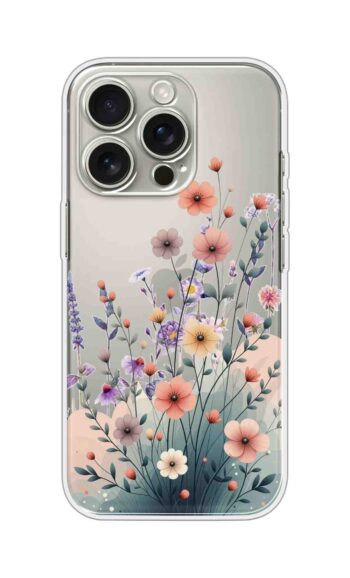 Soft Wildflower Garden Illustration Printed Clear Silicone Case
