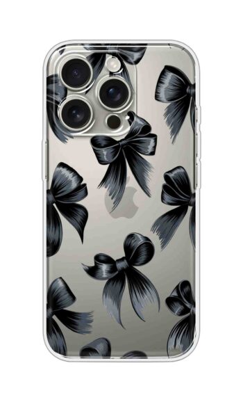 Black Ribbon Gothic Pattern Printed Clear Silicone Case