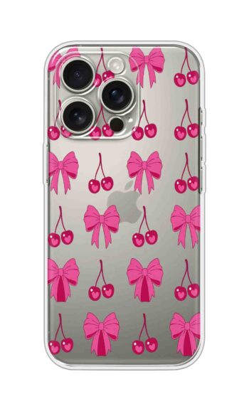 Cherry & Bow Cute Pattern Printed Clear Silicone Case