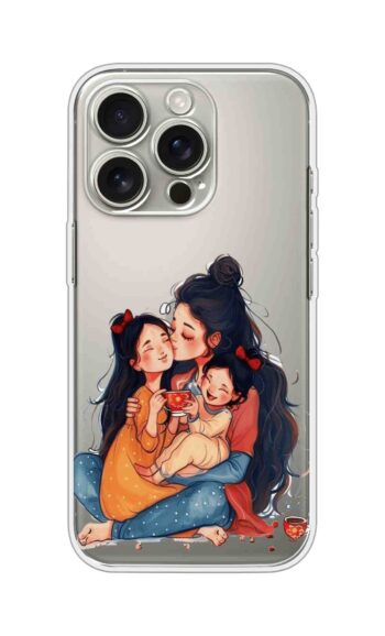 Mother & Kids Love Illustration Printed Clear Silicone Case
