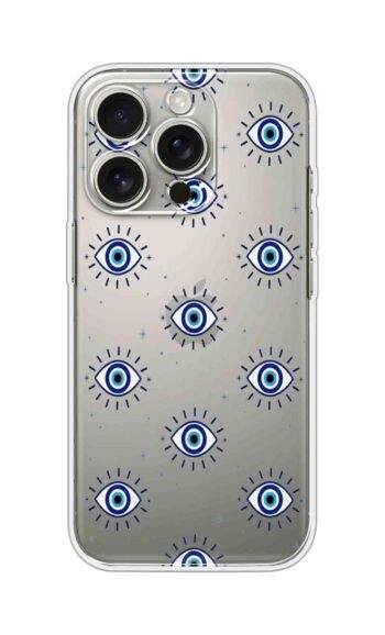 Blue Evil Eye Pattern Printed Clear Silicone Case