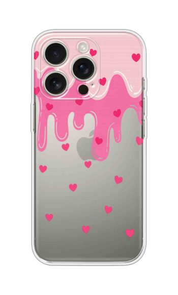 Pink Drip Hearts Cute Pattern Printed Clear Silicone Case