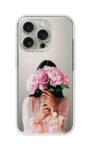 Peony Bouquet Girl Illustration Printed Clear Silicone Case