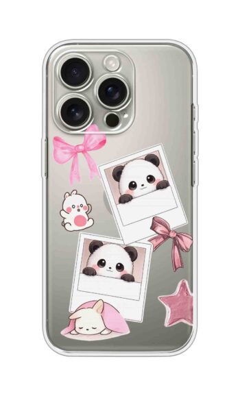 Cute Panda Polaroid Aesthetic Printed Clear Silicone Case