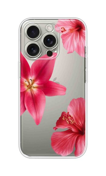 Pink Hibiscus Floral Pattern Printed Clear Silicone Case