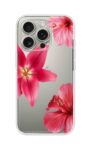 Pink Hibiscus Floral Pattern Printed Clear Silicone Case