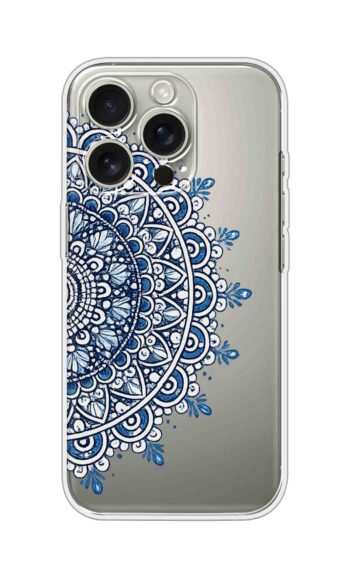 Blue Mandala Corner Pattern Printed Clear Silicone Case