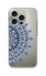 Blue Mandala Corner Pattern Printed Clear Silicone Case