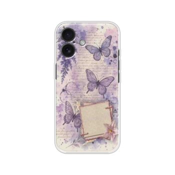 Vintage Purple Butterfly Scrapbook Soft Silicone Case