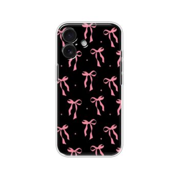Black Pink Bow Pattern Soft Silicone Case