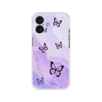 Lavender Butterfly Marble Soft Silicone Case