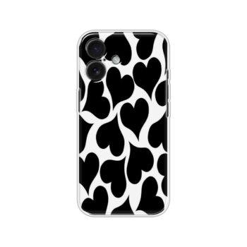 Black White Abstract Heart Pattern Soft Silicone Case