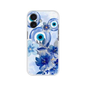 Blue Floral Evil Eye Watercolor Soft Silicone Case