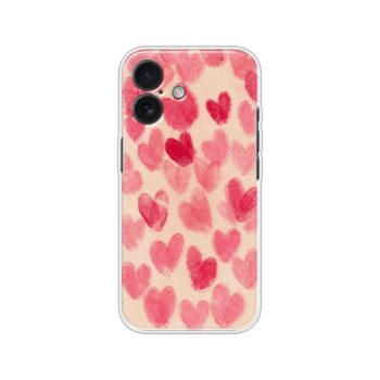 Watercolor Pink Heart Pattern Soft Silicone Case