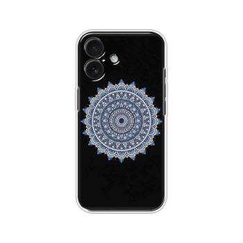 Blue Mandala Art on Black Soft Silicone Case