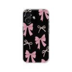 Pink Bow Pattern on Black Soft Silicone Case