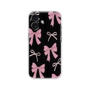 Pink Bow Pattern on Black Soft Silicone Case