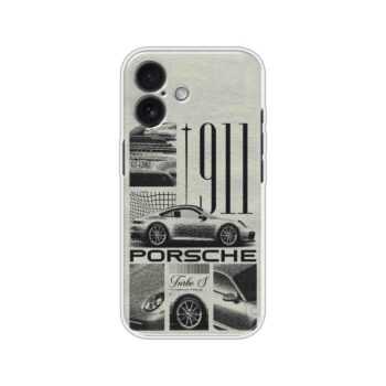 Porsche 911 Turbo S Vintage Monochrome Poster Soft Silicone Case